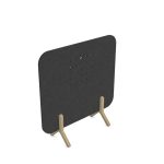 acoustic office screen in charcoal fabric with wooden feet