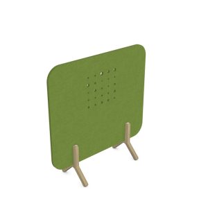 acoustic office screen in green citrus fabric with wooden feet