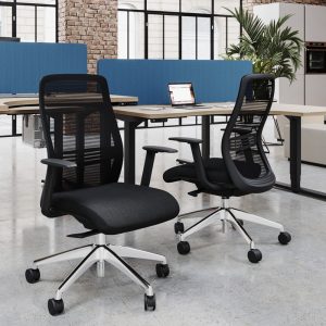 Black mesh back office chair in office