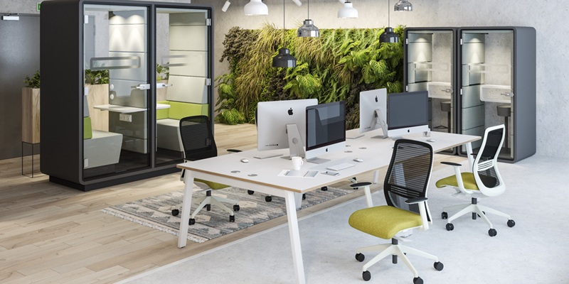 mesh office seating in office workspace