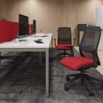 mesh office chair black with red fabric seat