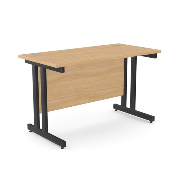 office desk with beech desk top and black cantilever leg frame