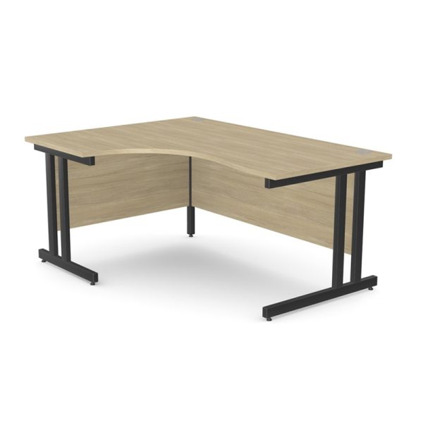 office desk with oak desk top and black cantilever frame