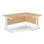 office desk with beech desk top and white frame
