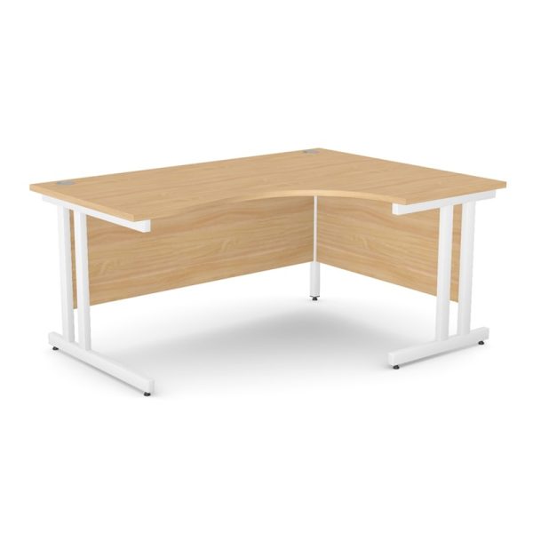 office desk with beech desk top and white frame