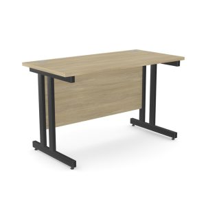 office desk with oak desk top and black cantilever leg frame