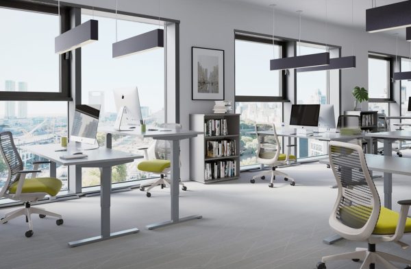 sit - stand desk in office