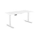 sit - stand desk with white desk top and white frame