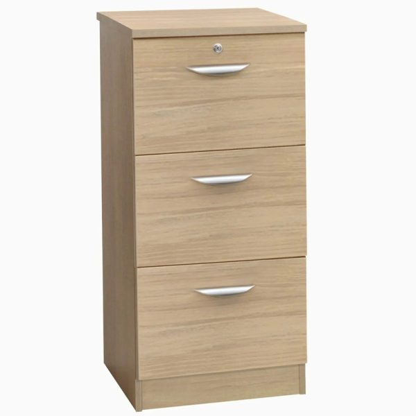 3 drawer filing cabinet in sandstone wood finish
