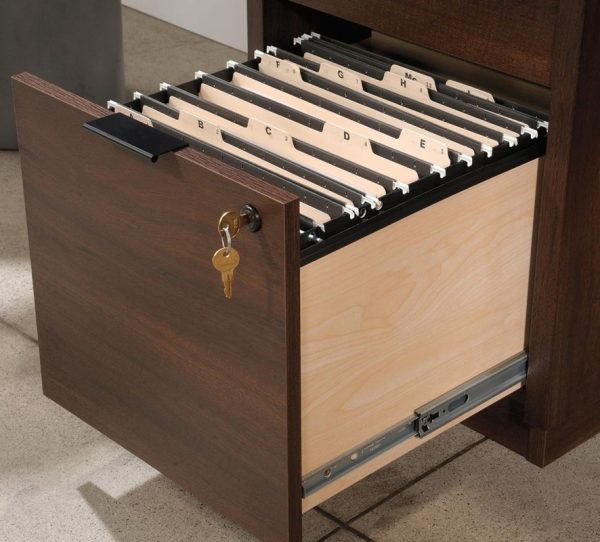 home office desk walnut open file drawer