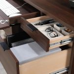 home office desk walnut open drawers