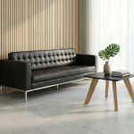 Italian style black leather reception sofa