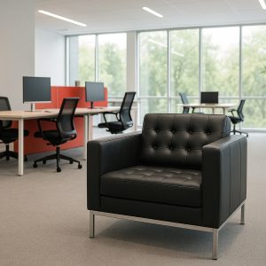 Italian style black leather sofa