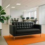 Italian style black reception sofas in office