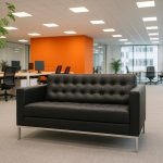 Italian leather sofa black 3 seater