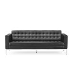 Italian leather sofa black 3 seater in office