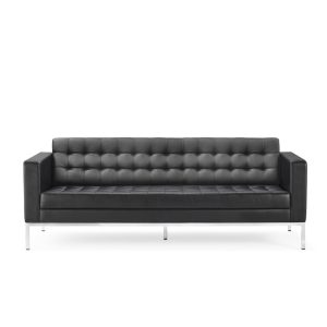 Italian leather sofa black 3 seater in office