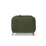 reception sofa in olive green fabric side view