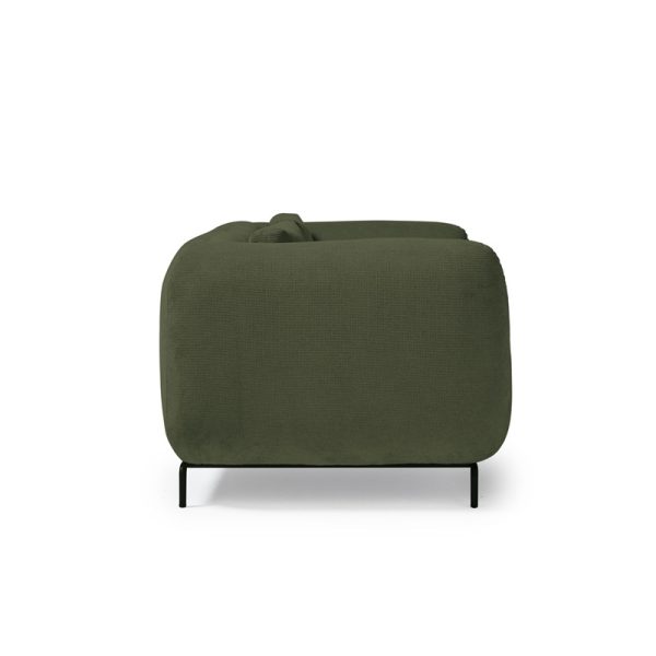 reception sofa in olive green fabric side view