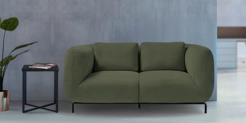 contemporary fabric reception seating sofa in green fabric