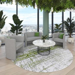 reception sofa grey fabric with tub chairs