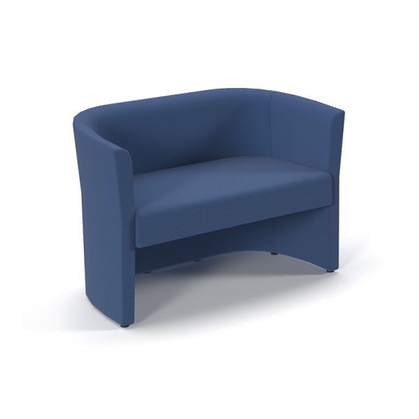 reception sofa 2 seater tub style in blue fabric