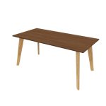 wood dining table with walnut top and wood legs
