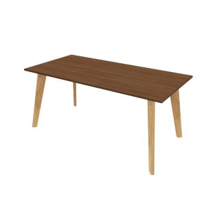 wood dining table with walnut top and wood legs