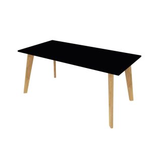 wood dining table with black top