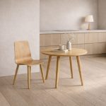 wood cafe chair with side table