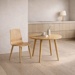 wood cafe chair with side table