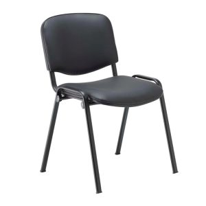 black leg meeting chair with black pu fabric