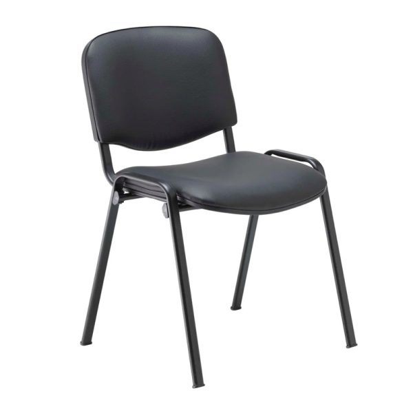 black leg meeting chair with black pu fabric