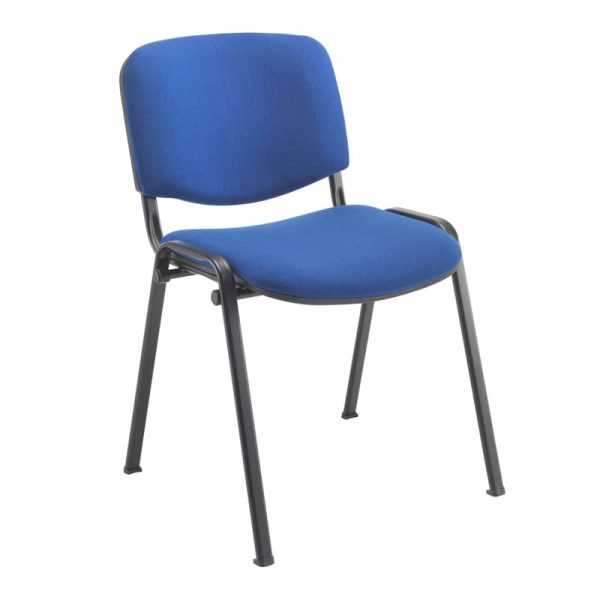 black frame meeting chair with blue fabric