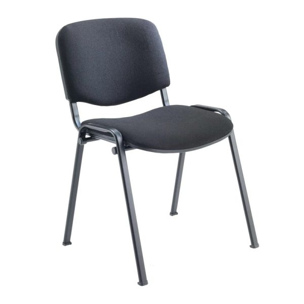 black leg meeting chair with charcoal fabric