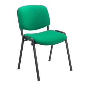 black frame meeting chair with green fabric