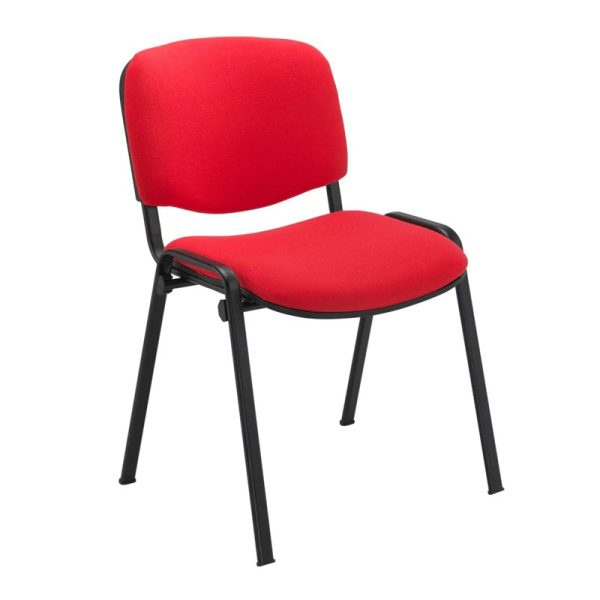 black frame meeting chair with red fabric