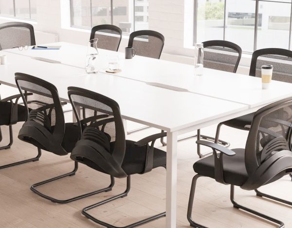 cantilever visitor chair black around meeting table