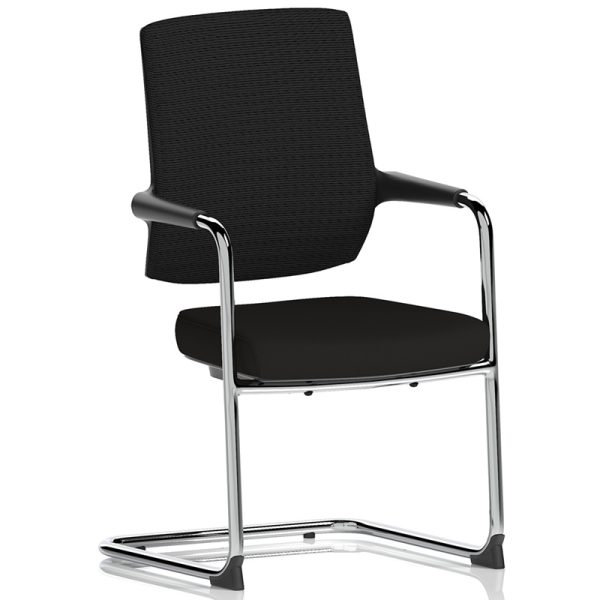 cantilever visitor chair in black fabric