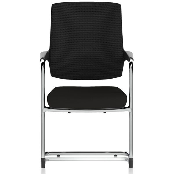 cantilever visitor chair black fabric front view