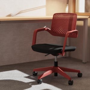 contemporary task operator chair red with black fabric seat