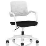 contemporary task operator chair white with black fabric seat