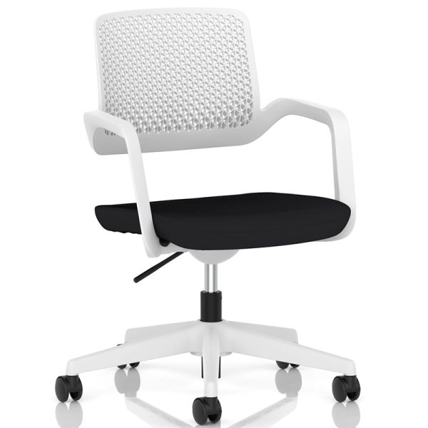 contemporary task operator chair white with black fabric seat