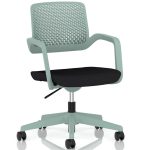 contemporary task operator chair green with black fabric seat