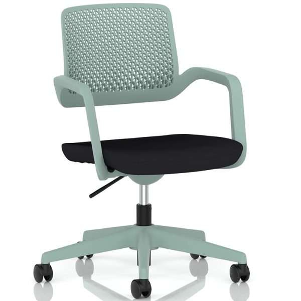 contemporary task operator chair green with black fabric seat