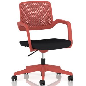 contemporary task operator chair red with black fabric seat