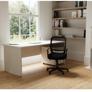 mesh back chair in home office in front of desk