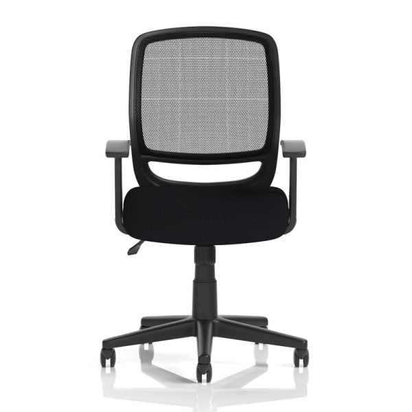 mesh back chair black front view