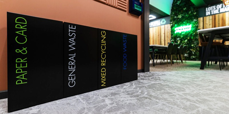 office recycling bins row of 4 recycling station in office