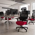 black mesh office chair in office